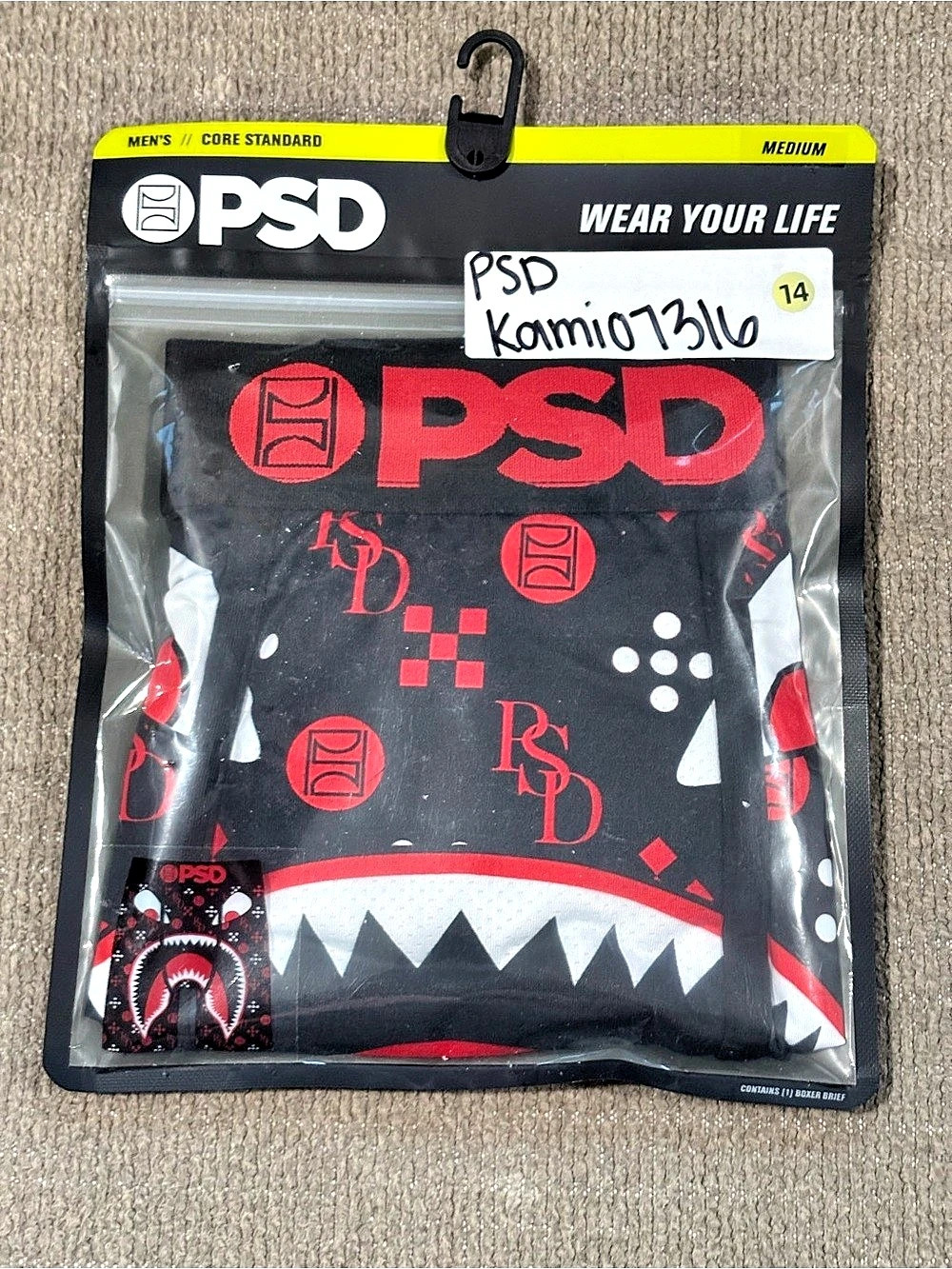 PSD Core Standard Men's Boxer Briefs in Black & Red Size Medium NWT CT-2/14